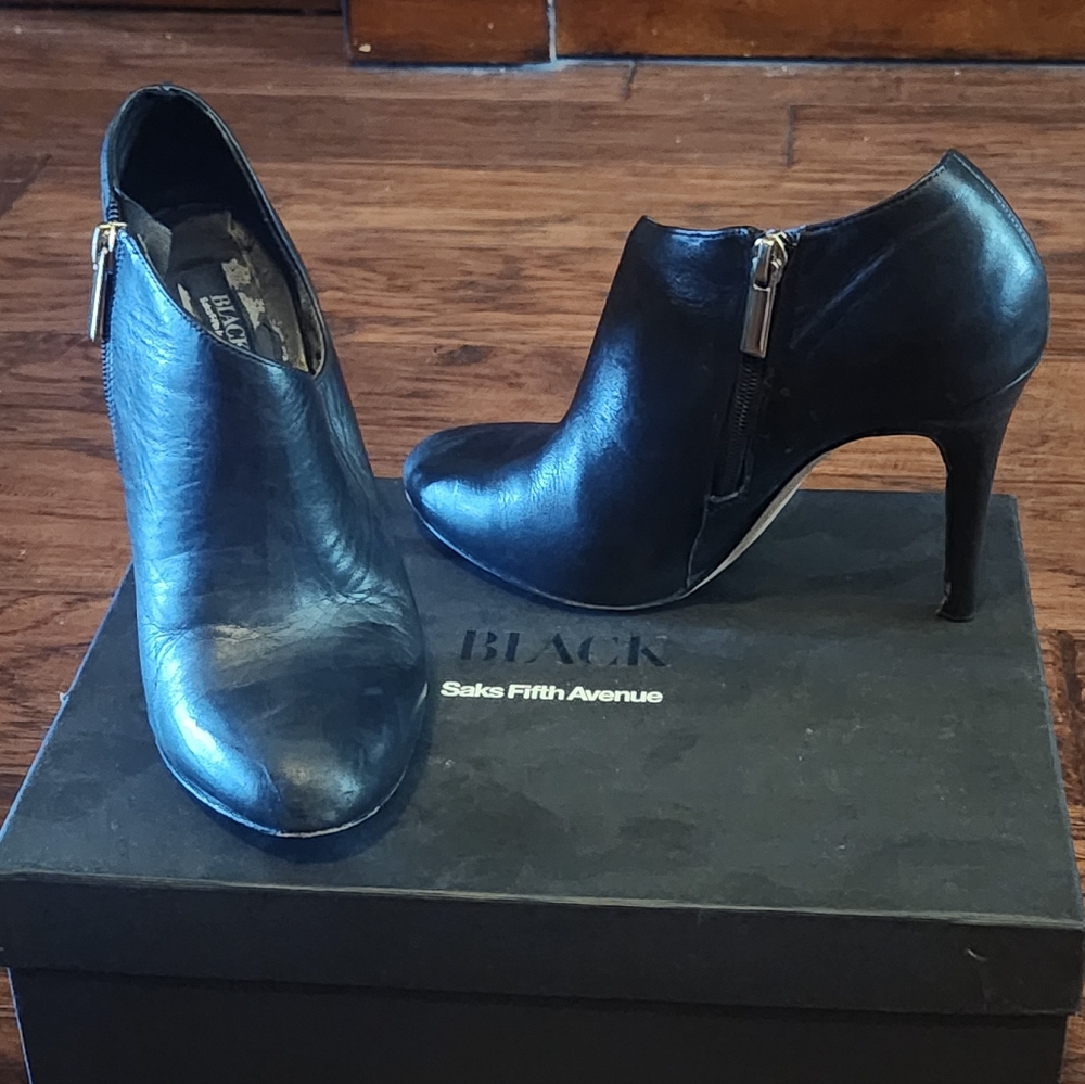 Saks Fifth Avenue Black Heeled Boots